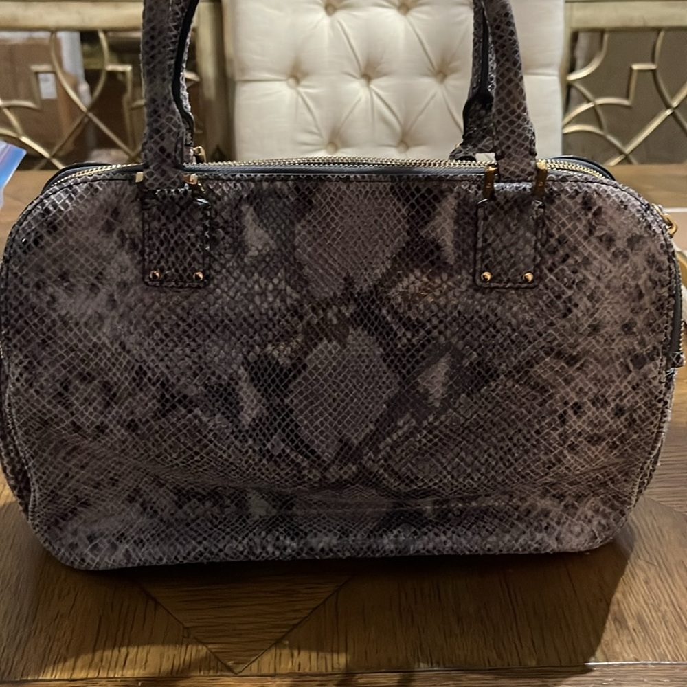 Tory Burch Thea Snakeskin Leather Triple Compartment Satchel Bag